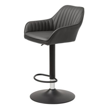 Scaun de bar gri închis cu înălțime ajustabilă din imitație de piele Brooks – Unique Furniture